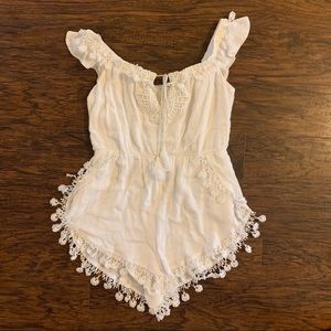 White romper with lace detail